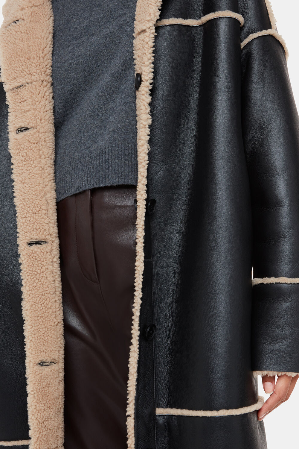 Black Zo Reversible Shearling Coat