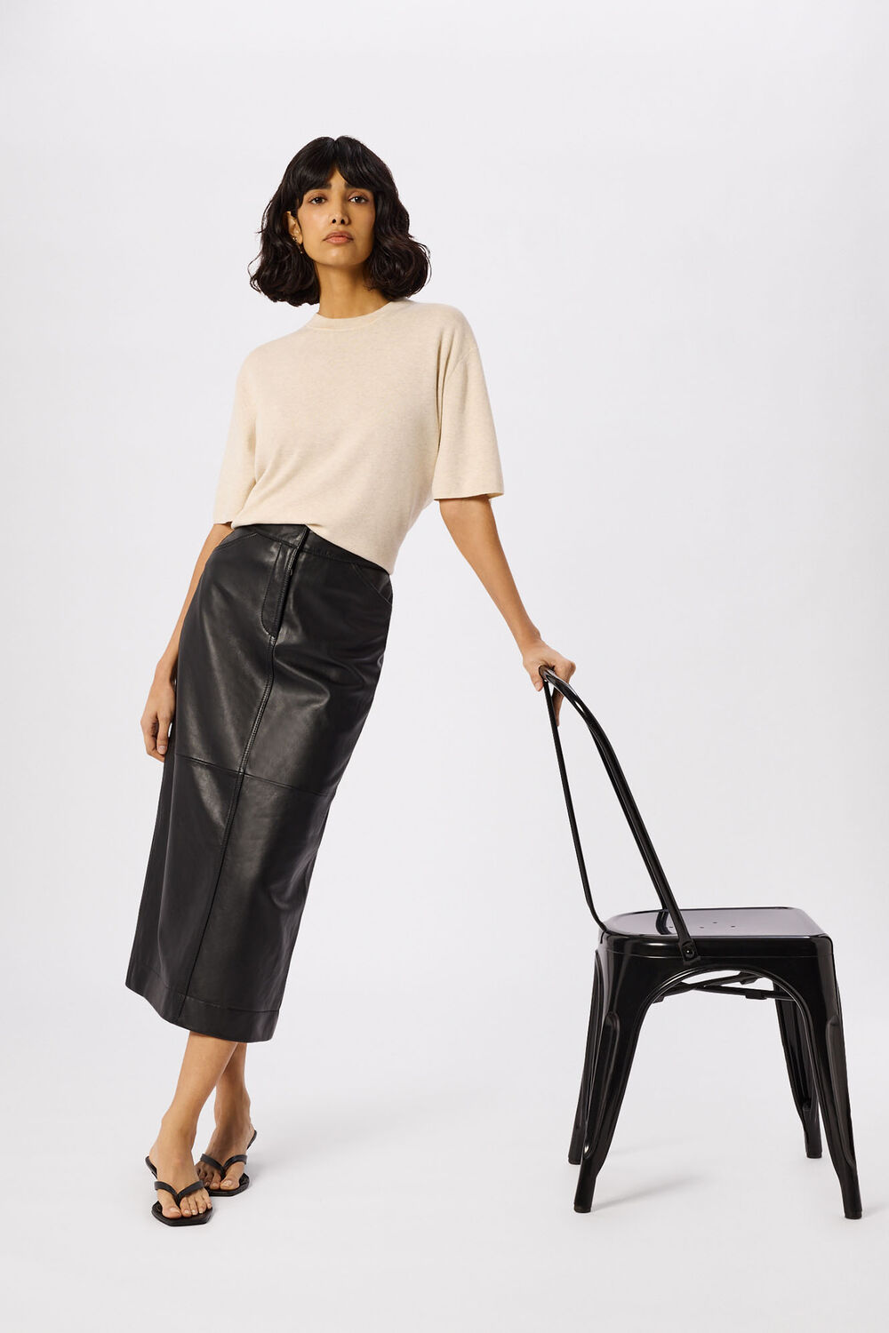 Black Toe Post Kitten Heel Mule