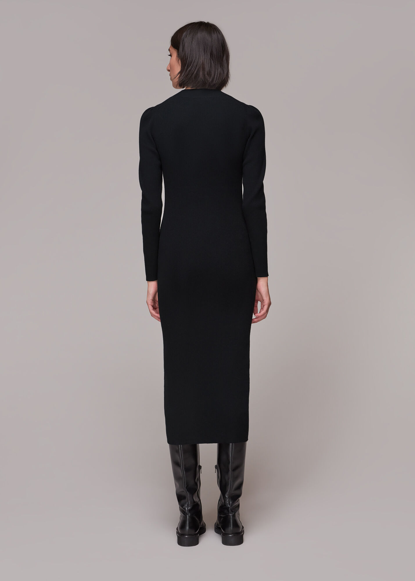 Black Square Neck Knit Dress WHISTLES