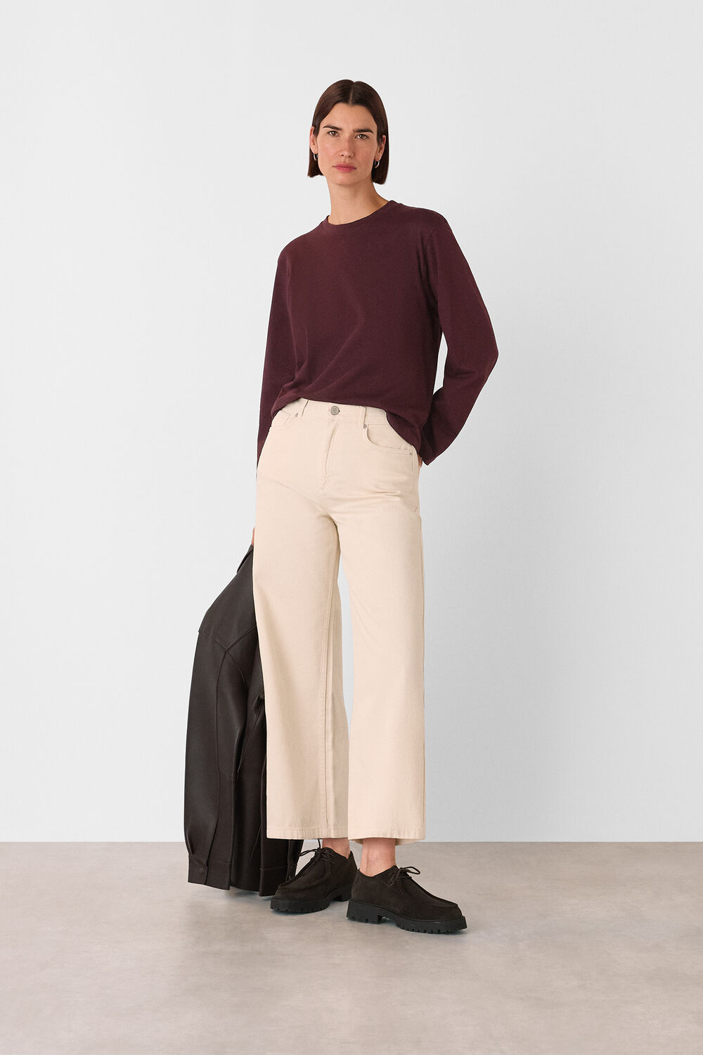 Burgundy Relaxed Long Sleeve Tee
