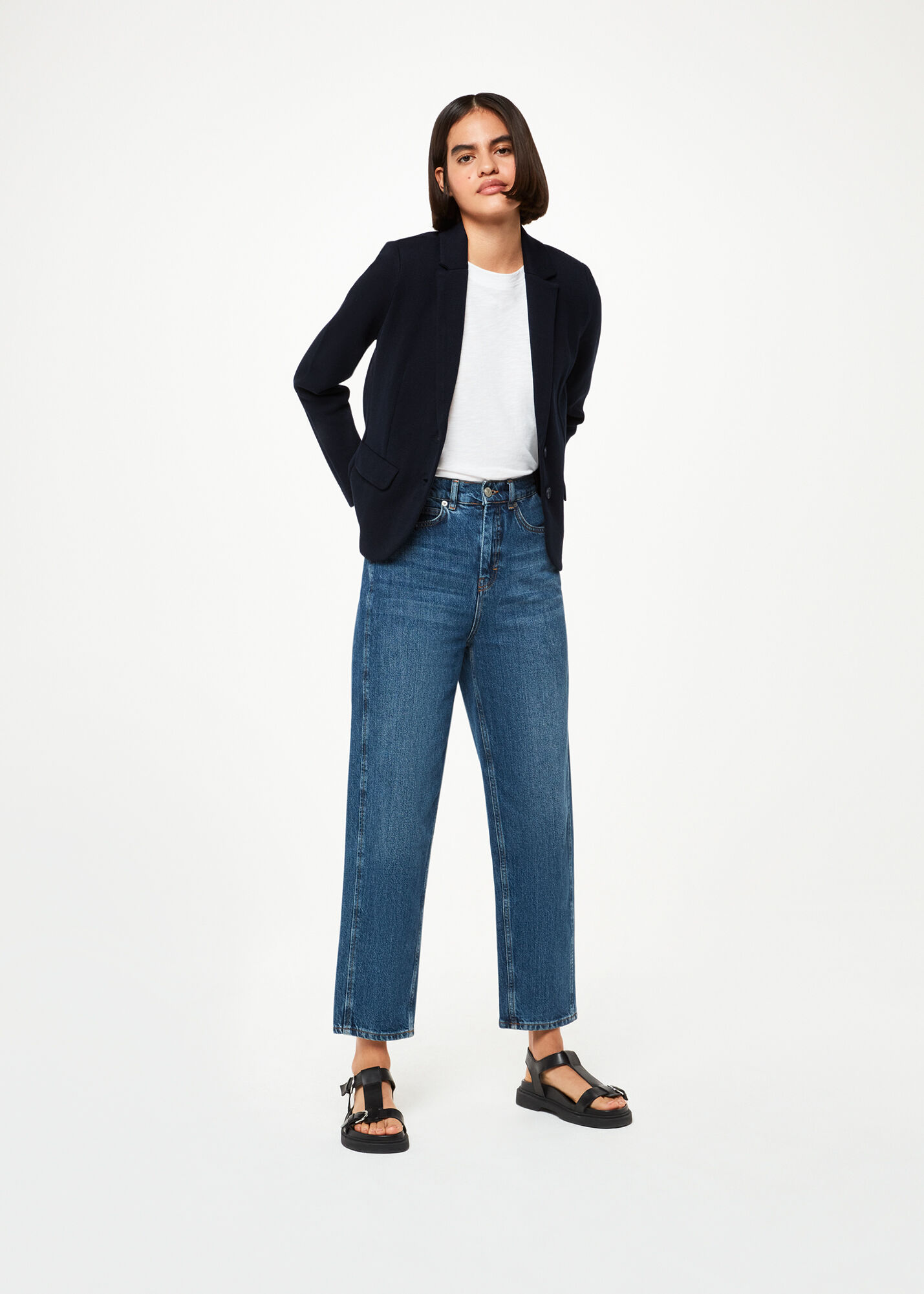 Navy Slim Jersey Jacket WHISTLES