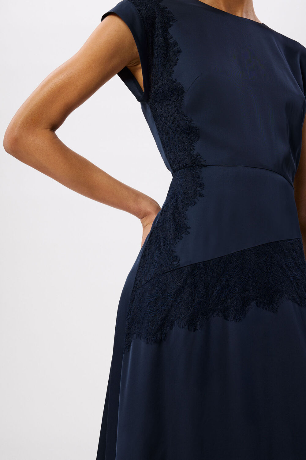 Lace Insert Asymmetric Dress