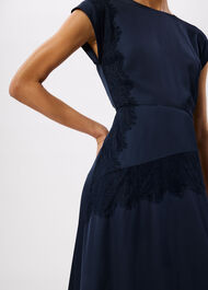 Lace Insert Asymmetric Dress