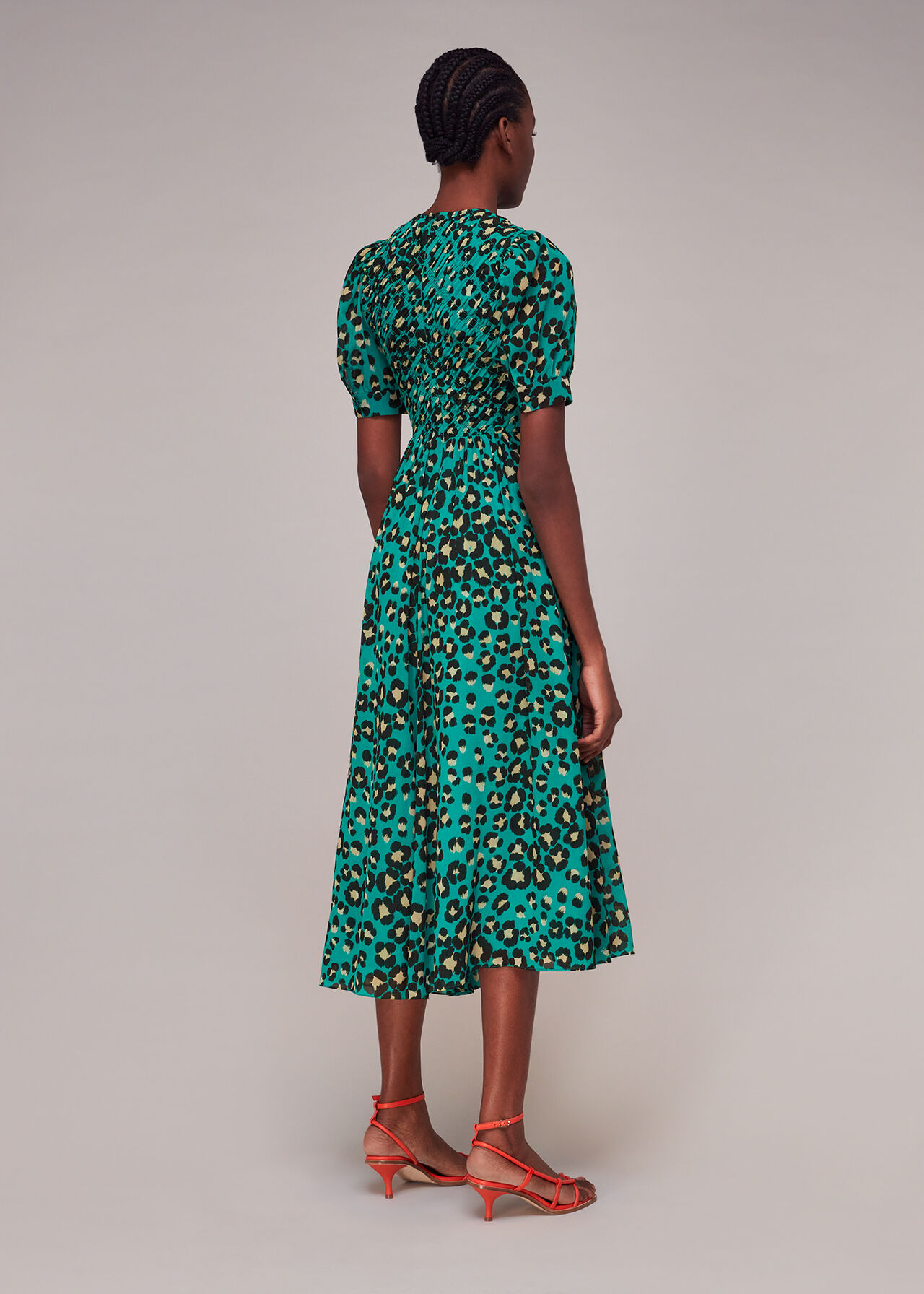 Painted Leopard Shirred Dress