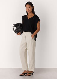 Petite Linen Barrel Trouser