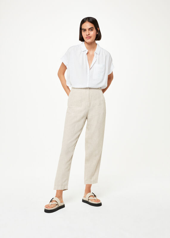 Linen Barrel Leg Trouser