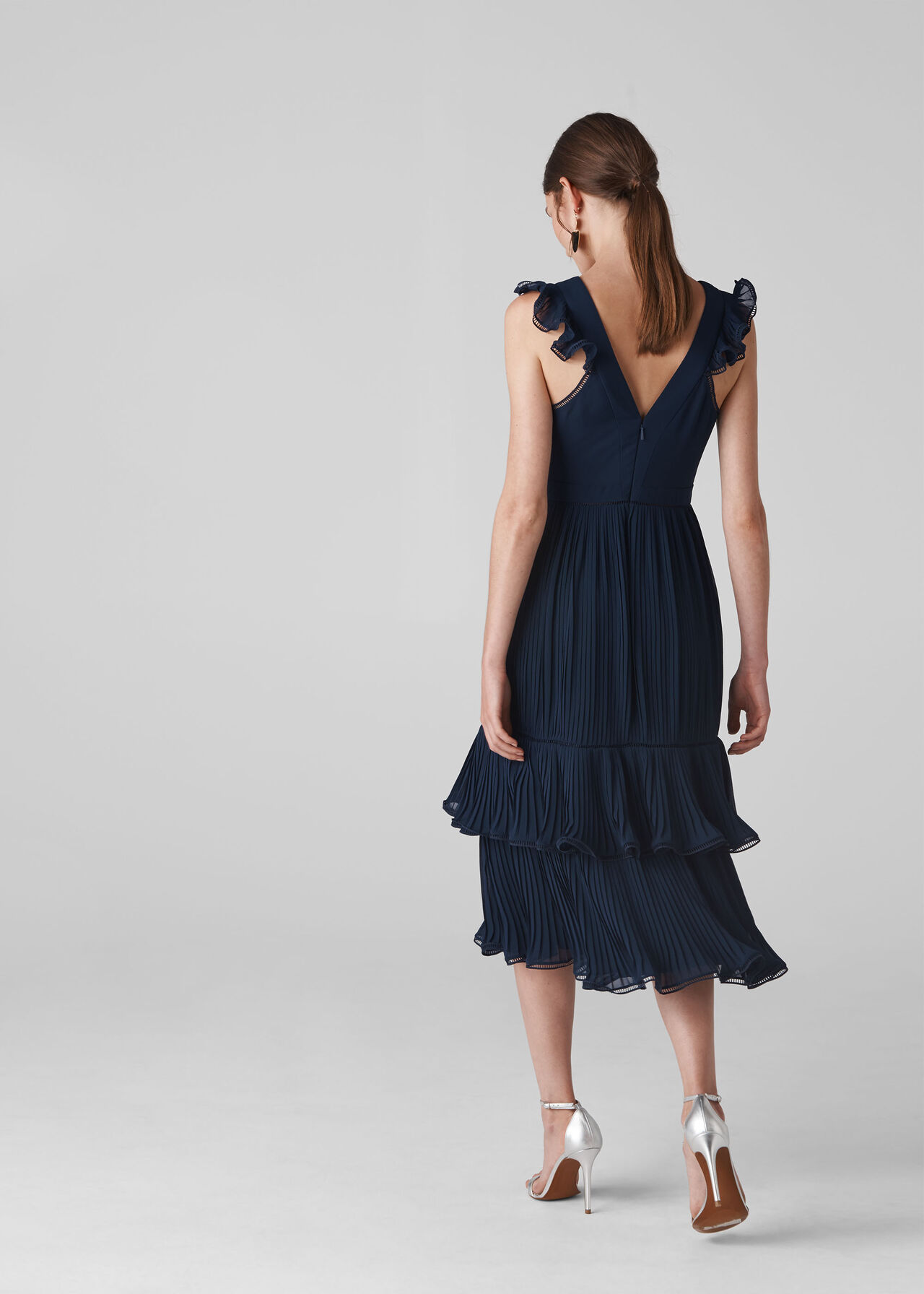 Navy Florella Pleated Dress WHISTLES