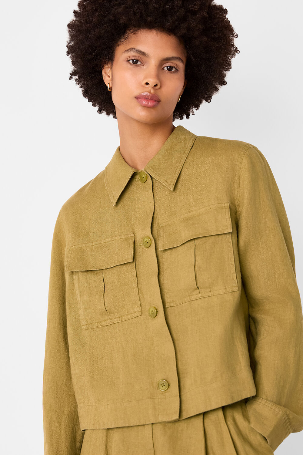 Olive Abby Linen Casual Jacket