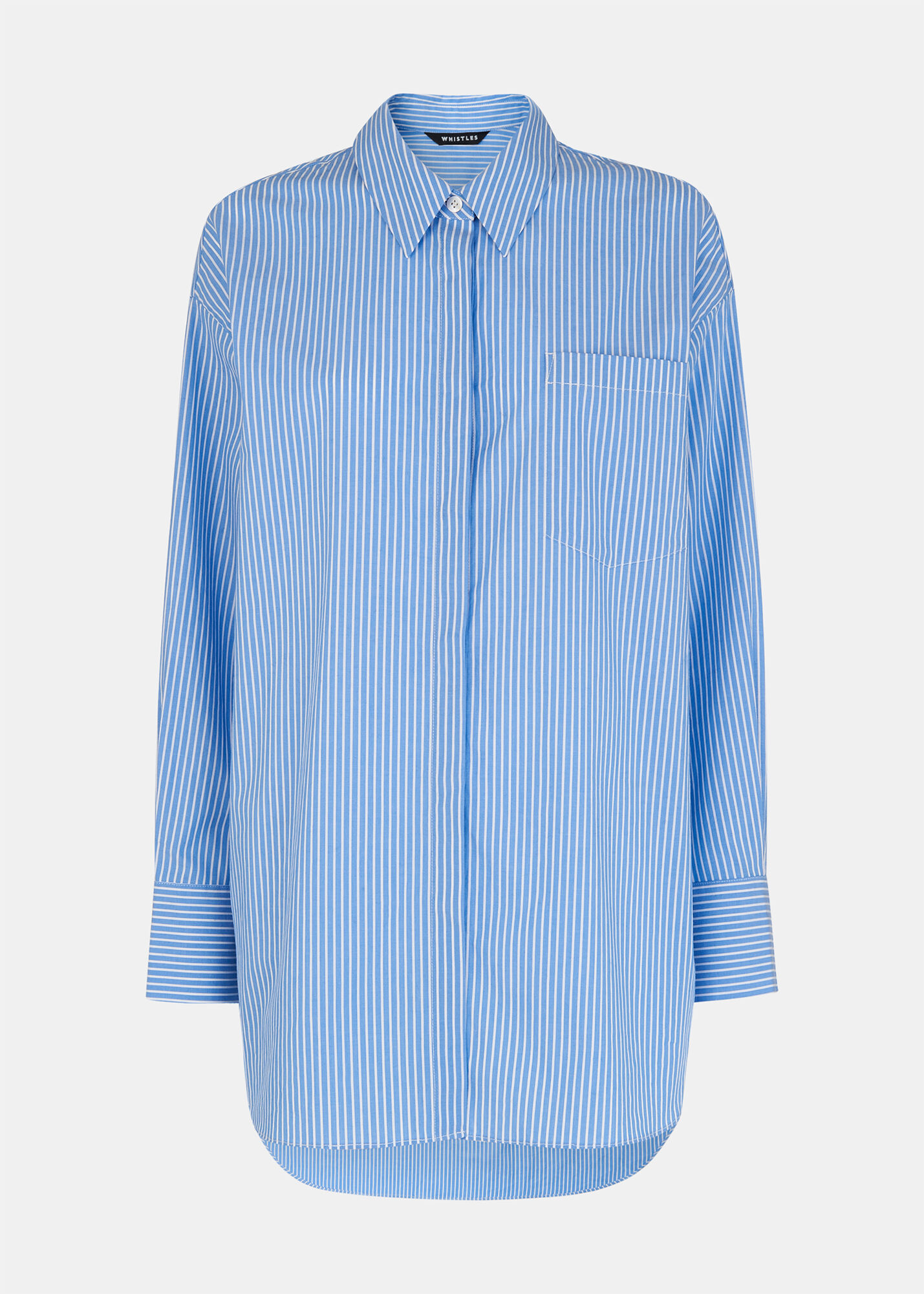 【XL】ALOUND STRIPE OVERSIZED SHRTS Cotton Stripe Oversized Shirt - Blue⁄White