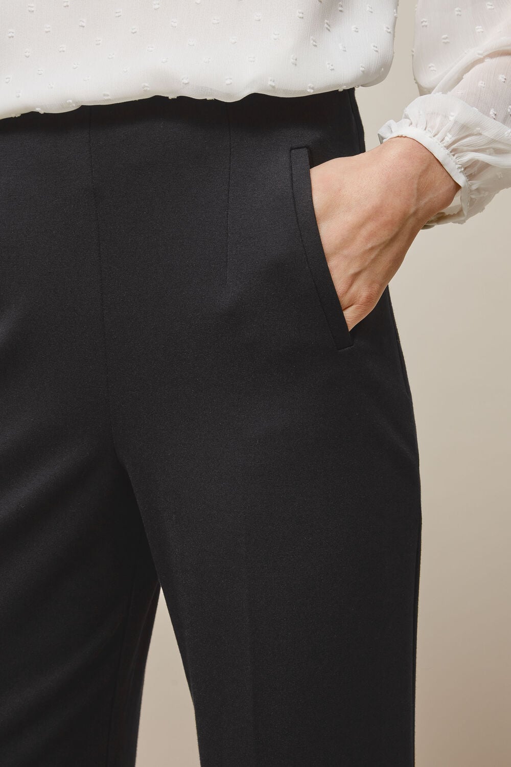 Flat Front Ponte Trouser Black