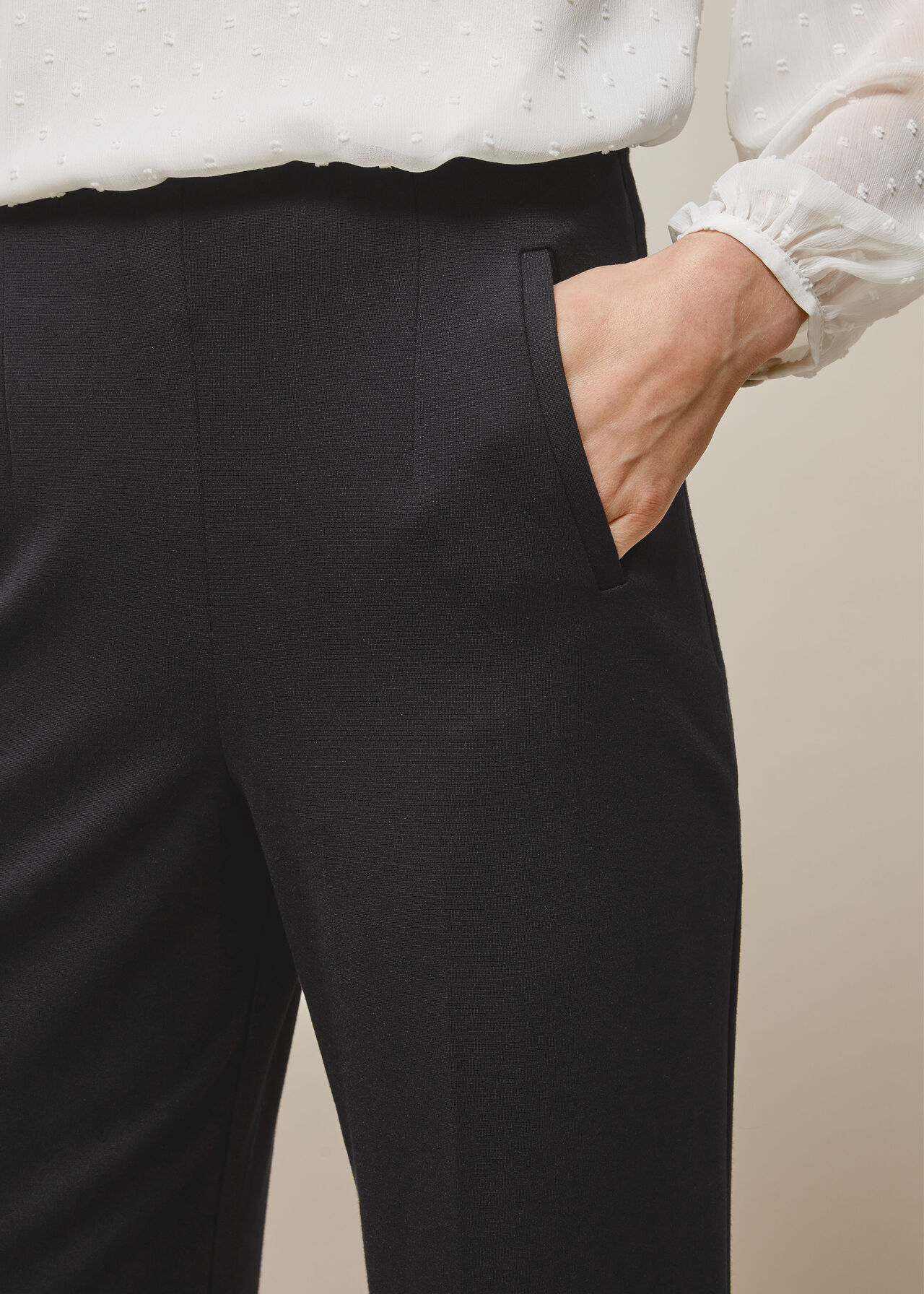 Flat Front Ponte Trouser Black