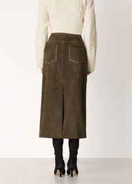 Suede Studded Column Skirt
