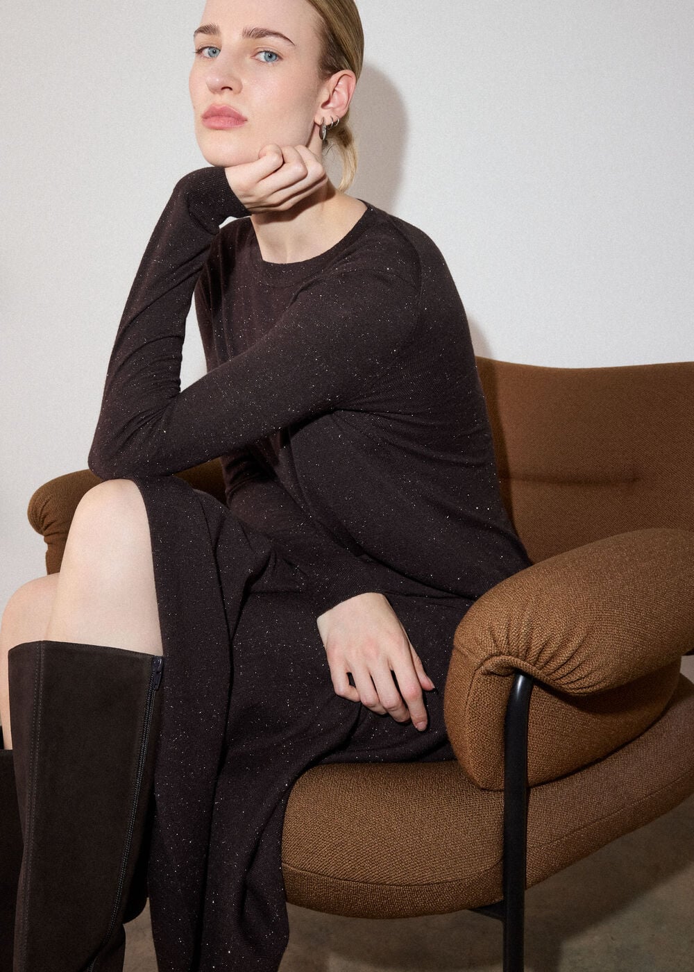 Brown Annie Sparkle Crew Neck