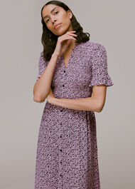 Aria Flower Stamp Midi Dress
