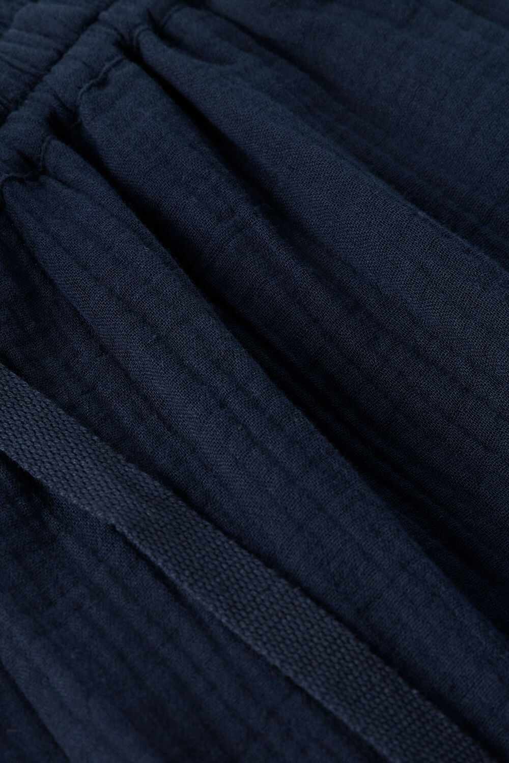 Navy Petite Wide Crop Cheesecloth Trouser