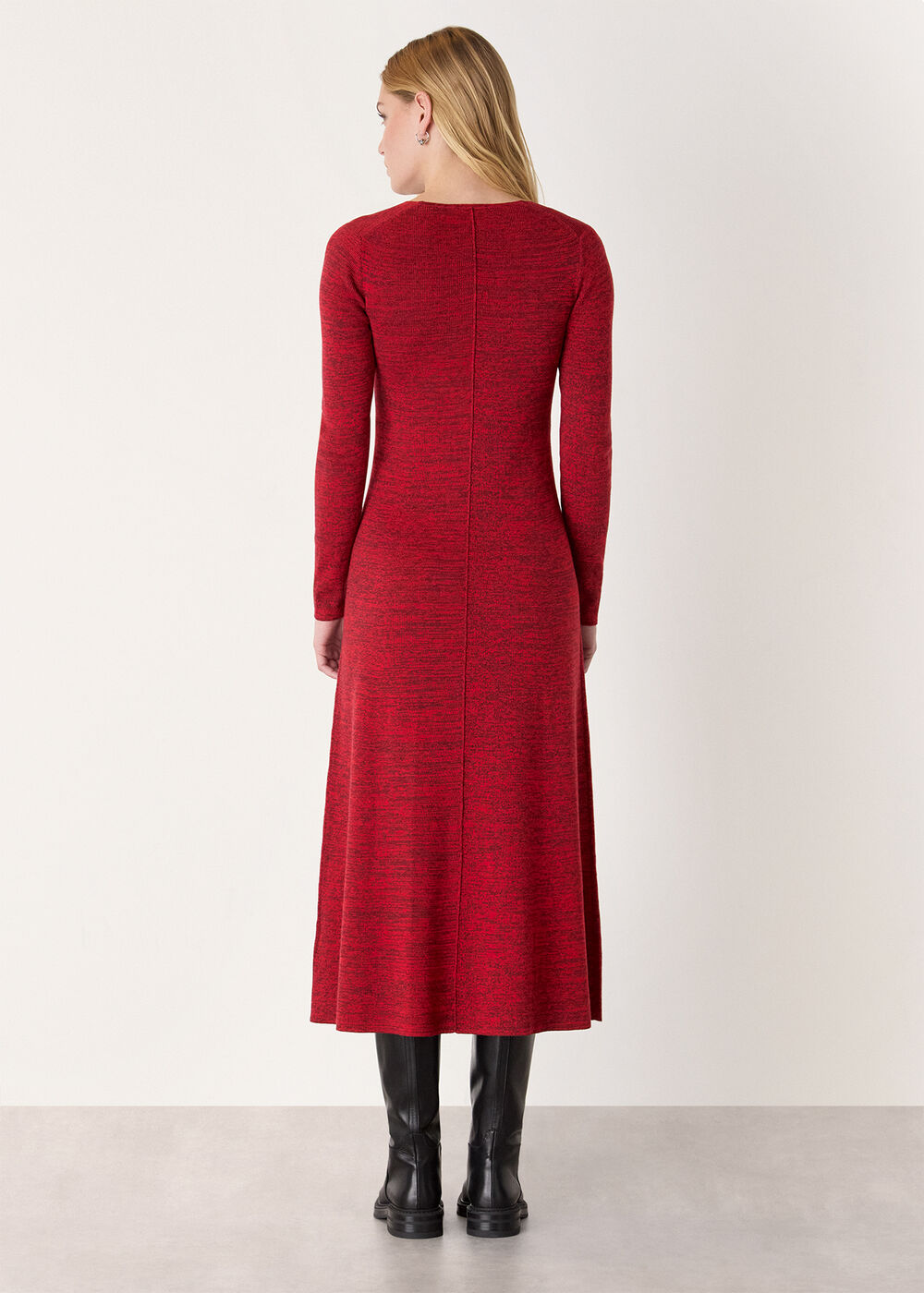 Melange Ribbed Midi Knit Dress