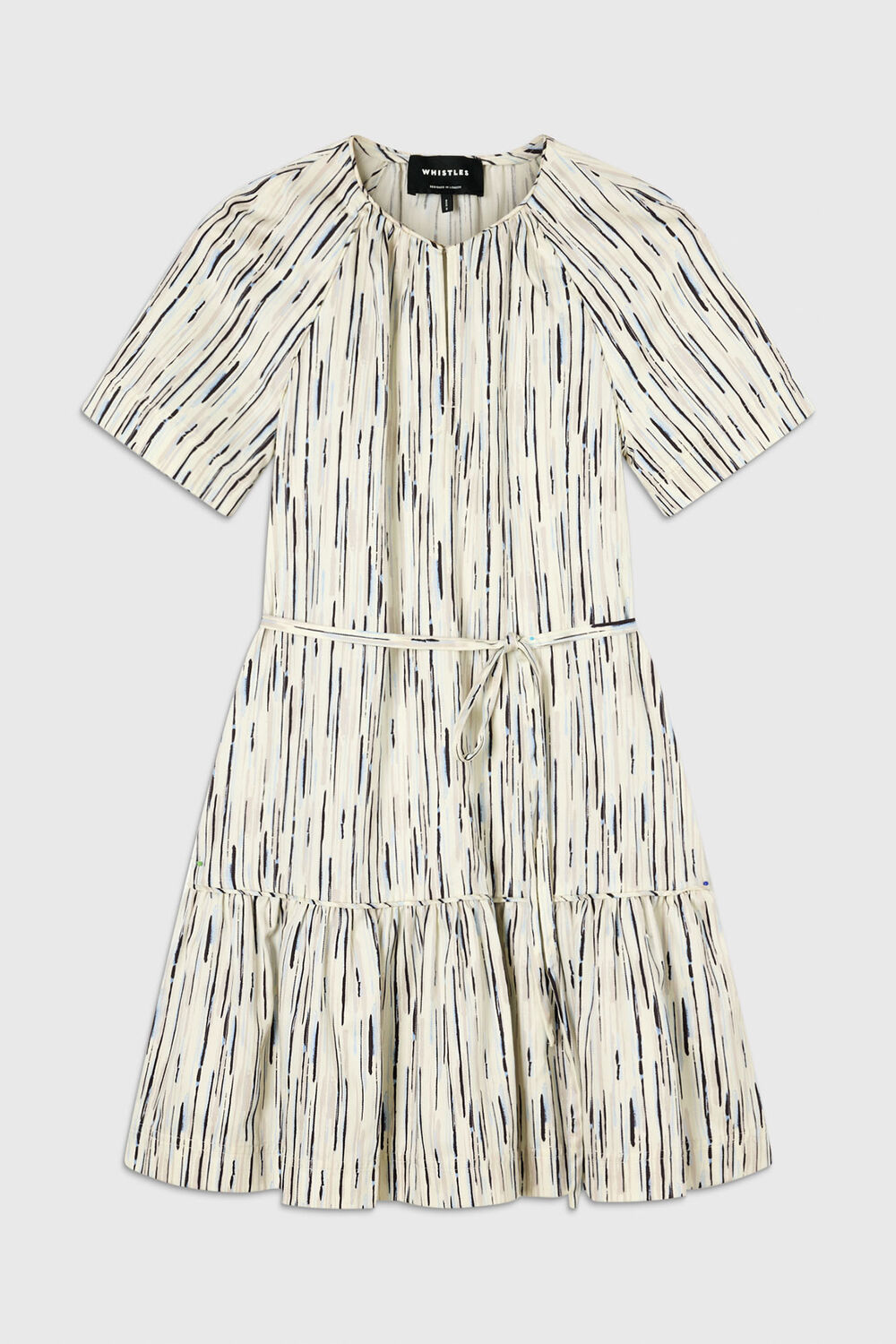 Ivory Abstract Stripe Short Dress