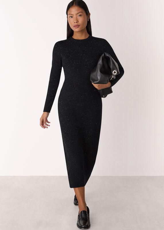 Black Petite Annie Sparkle Knit Dress