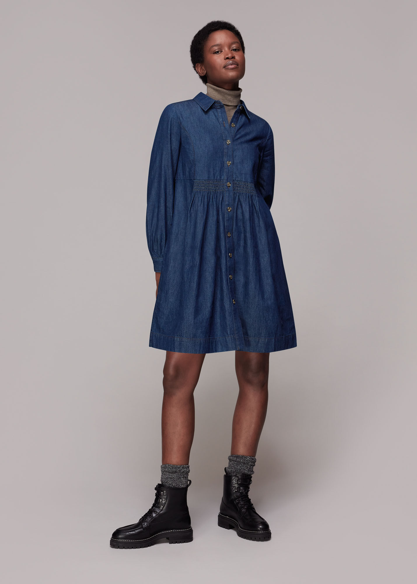 Dark Denim Chambray Dress WHISTLES