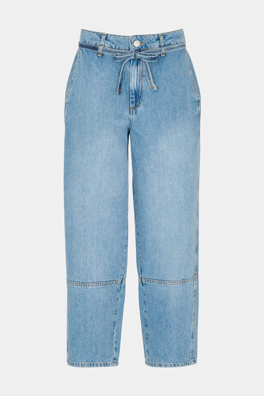 Tie Waist Barrel Leg Jean