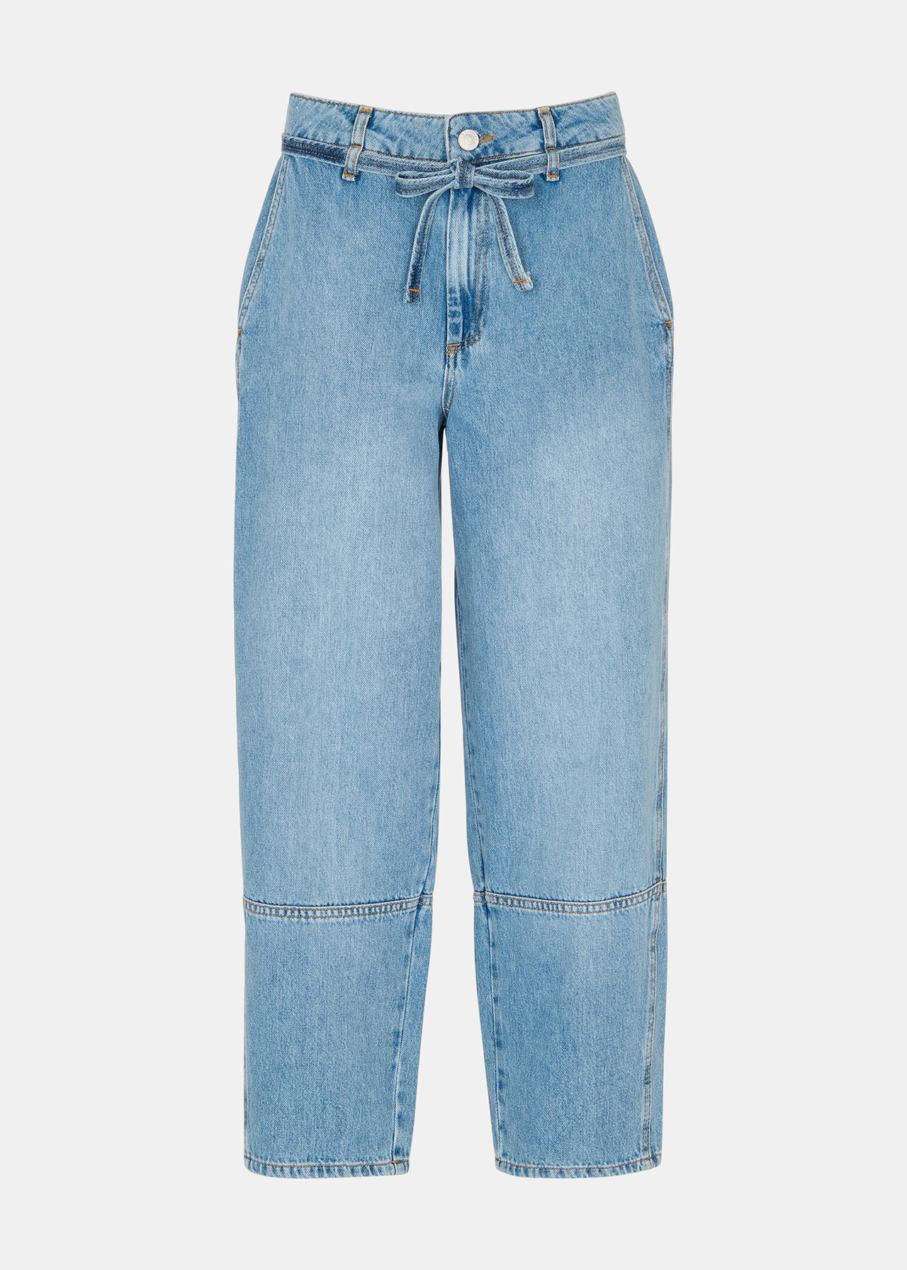Tie Waist Barrel Leg Jean