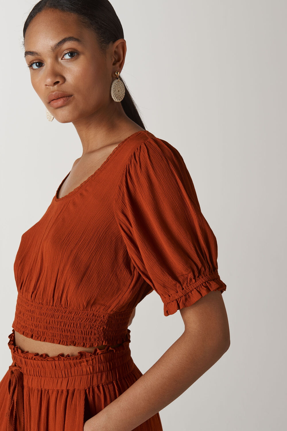 Textured Crop Top Rust