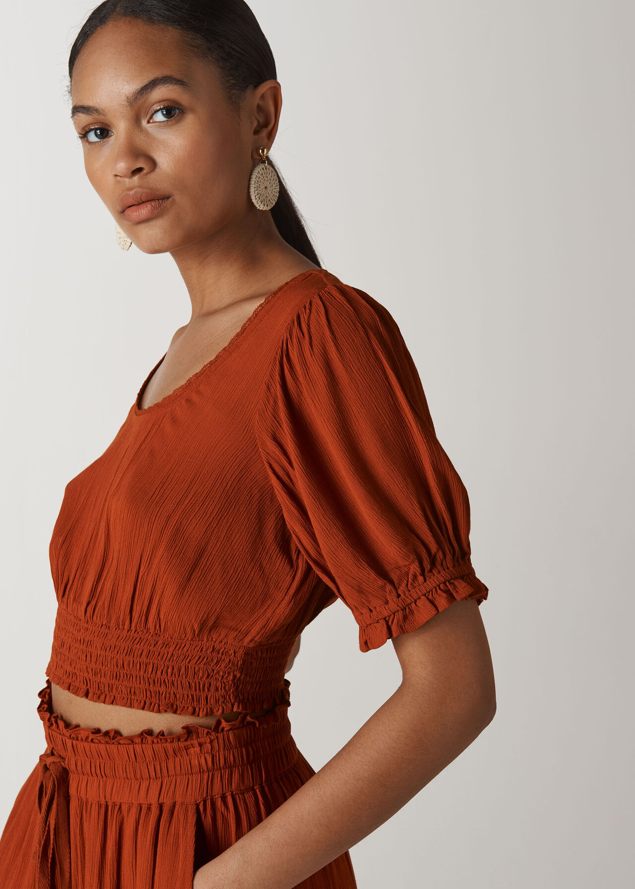 Textured Crop Top Rust