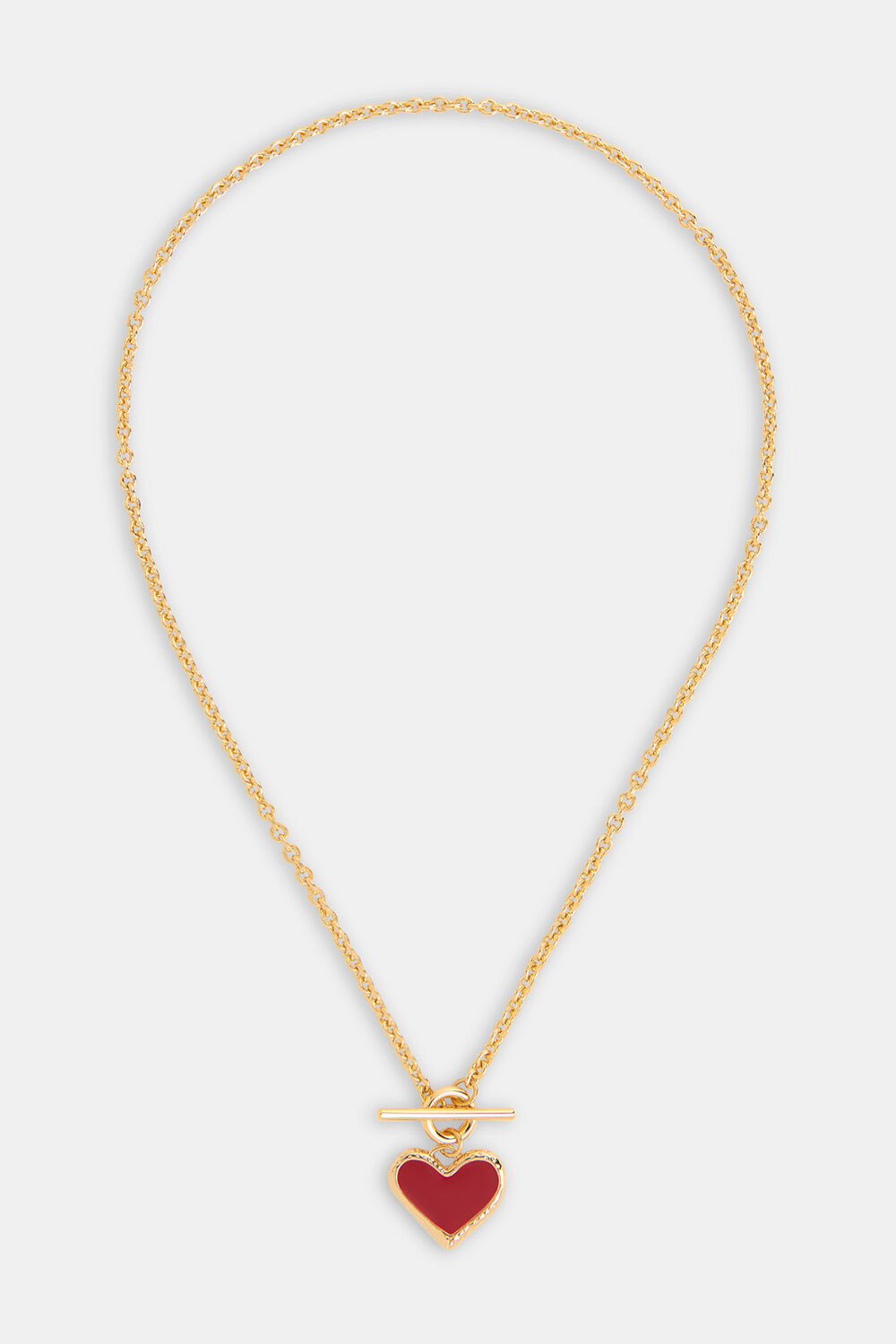 Enamel Heart T Bar Necklace