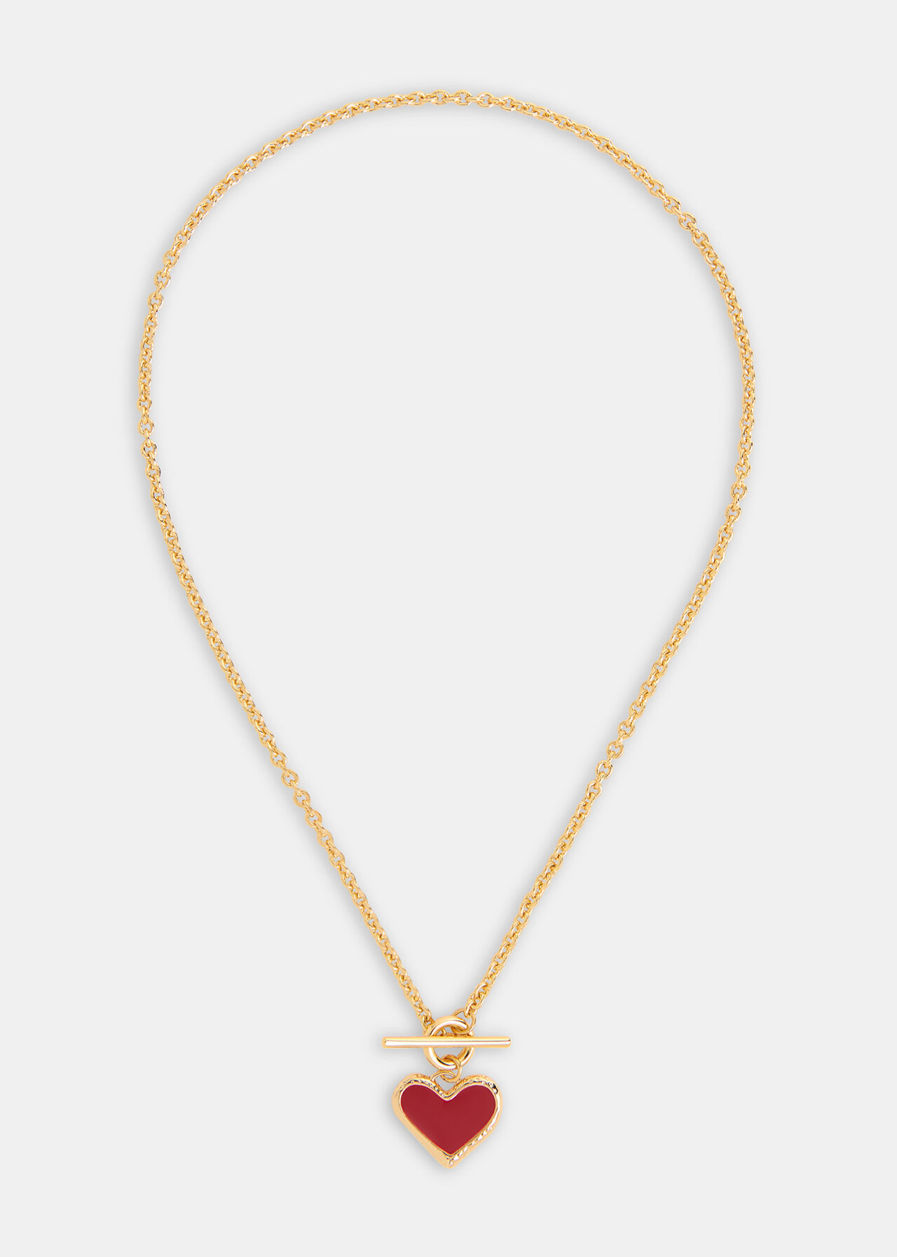 Enamel Heart T Bar Necklace