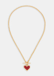 Enamel Heart T Bar Necklace