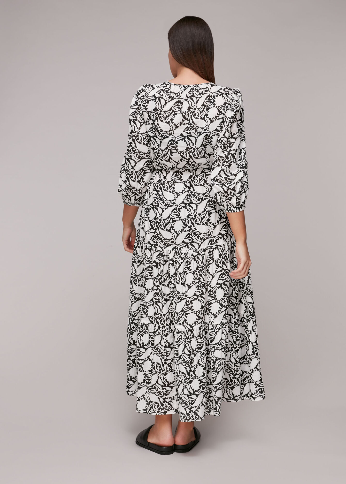 Black/White Floral Print Trapeze Dress | WHISTLES
