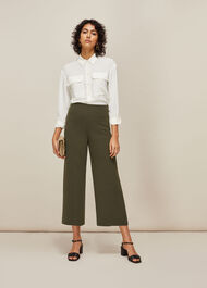 Flat Front Crop Trouser Khaki