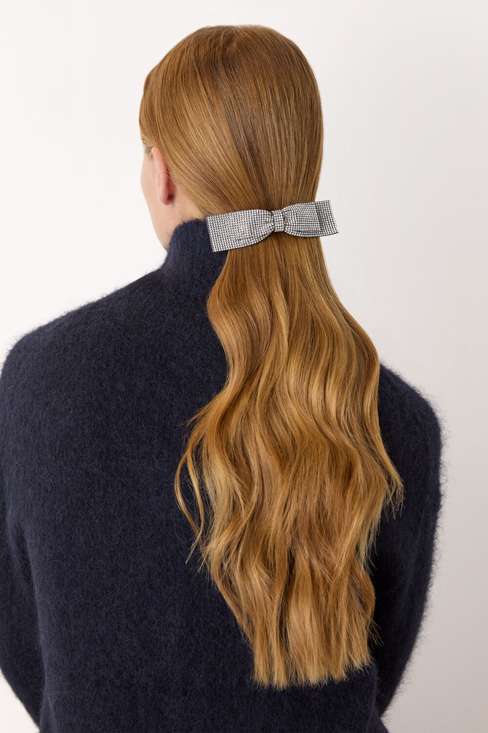 Silver Diamante Bow Hair Clip