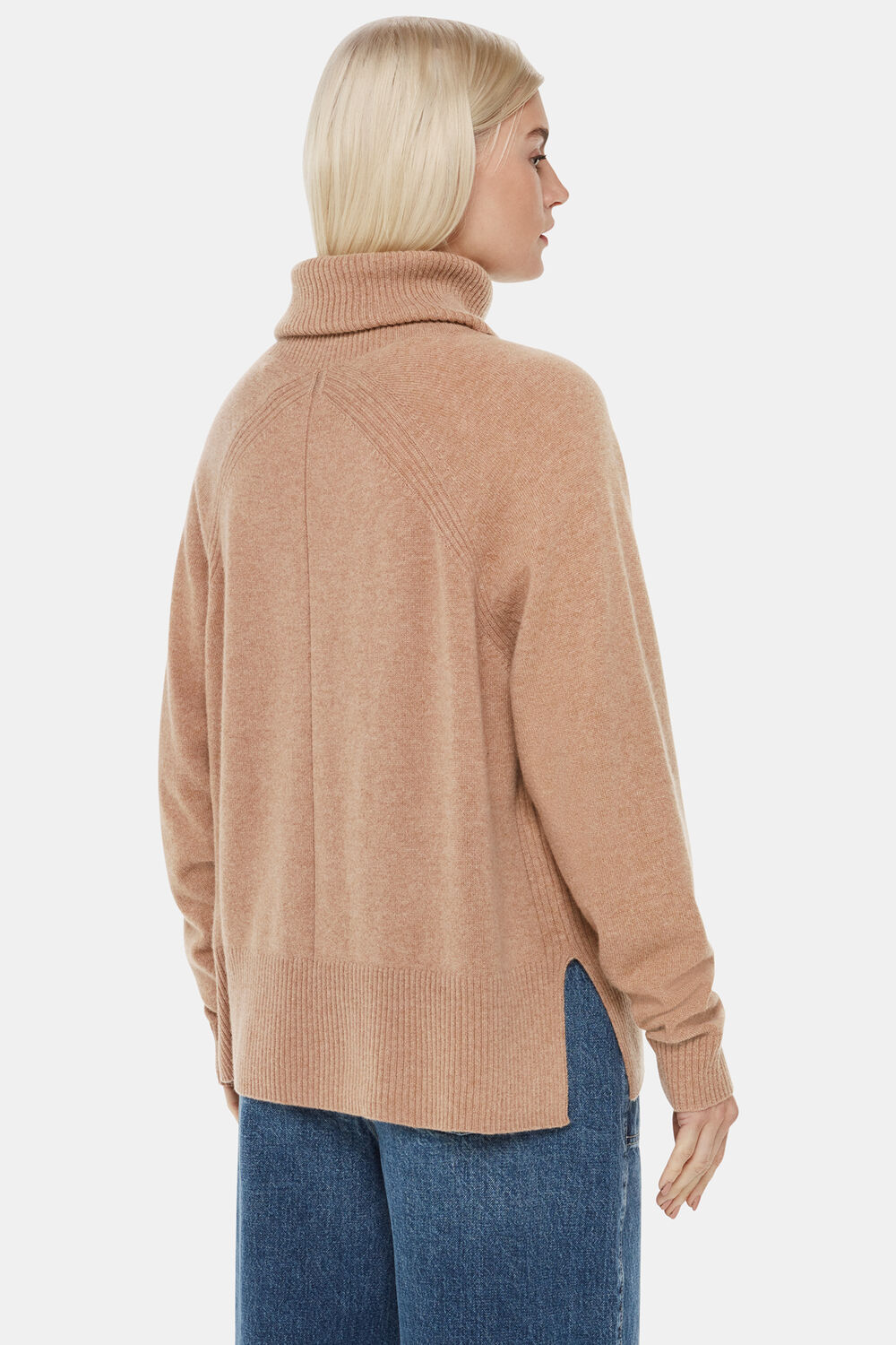 Camel Petite Cashmere Turtleneck Sweater