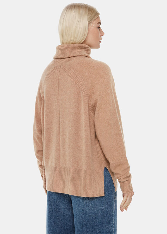 Camel Petite Cashmere Roll Neck