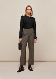 Wool Frill Cuff Top Black
