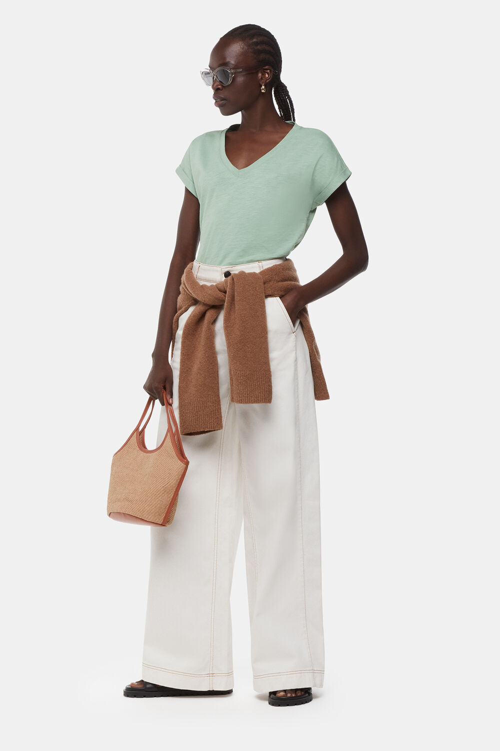 Willa V Neck Cap Sleeve Tee