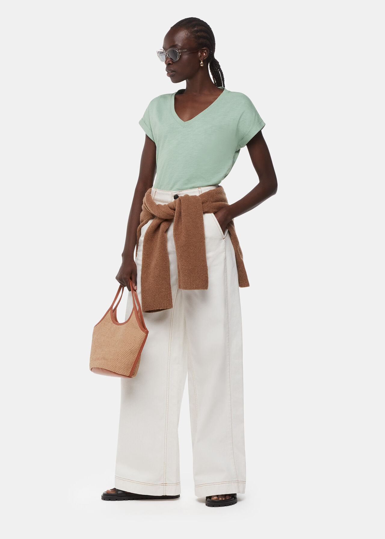 Willa V Neck Cap Sleeve Tee