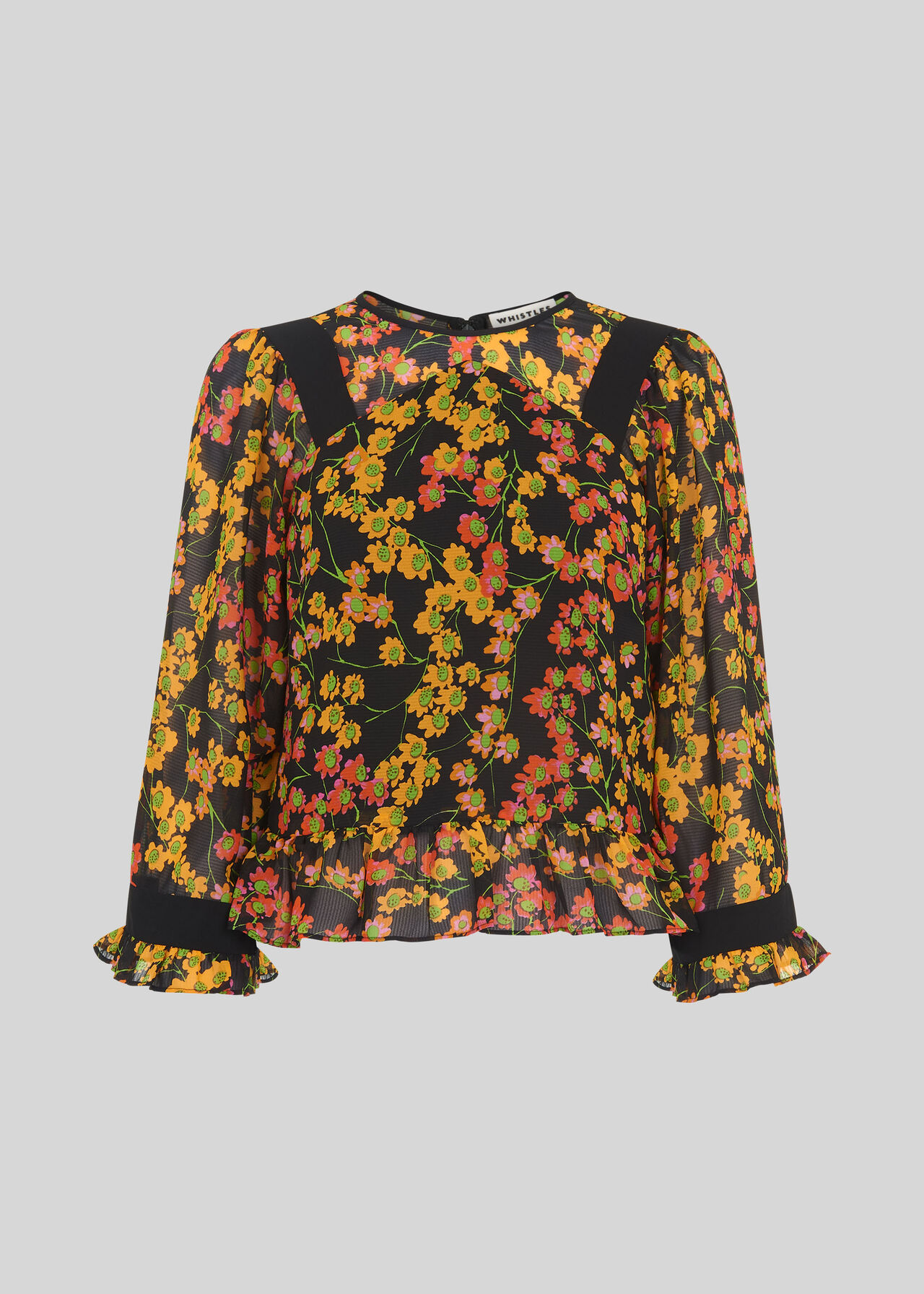 Daisy Print Fluted Top