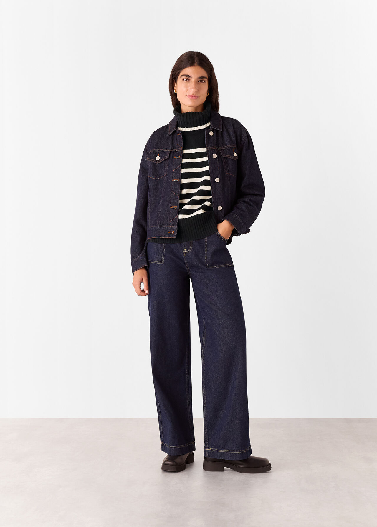 Stripe Wool Roll Neck