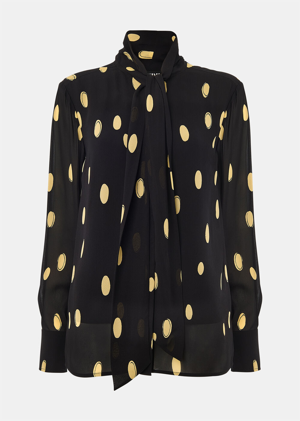 Abstract Spot Tie Neck Blouse