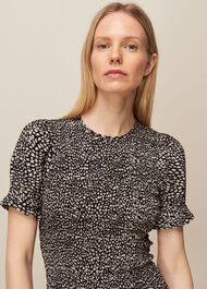 Yasmin Spot Shirred Dress