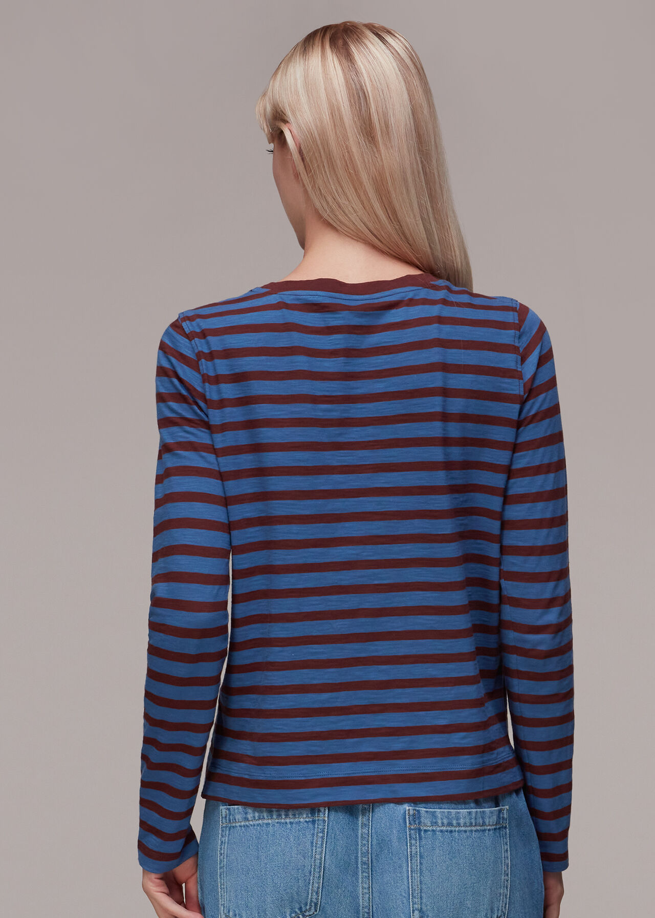Stripe Crew Neck Pocket Top