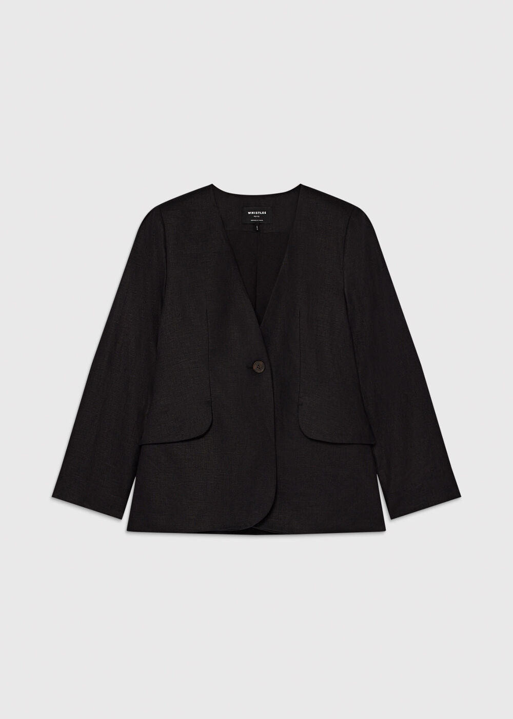 Petite Collarless Linen Blazer