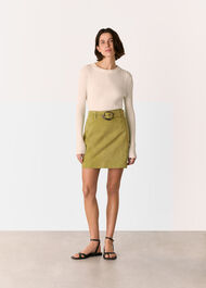 Suede Belted Mini Skirt