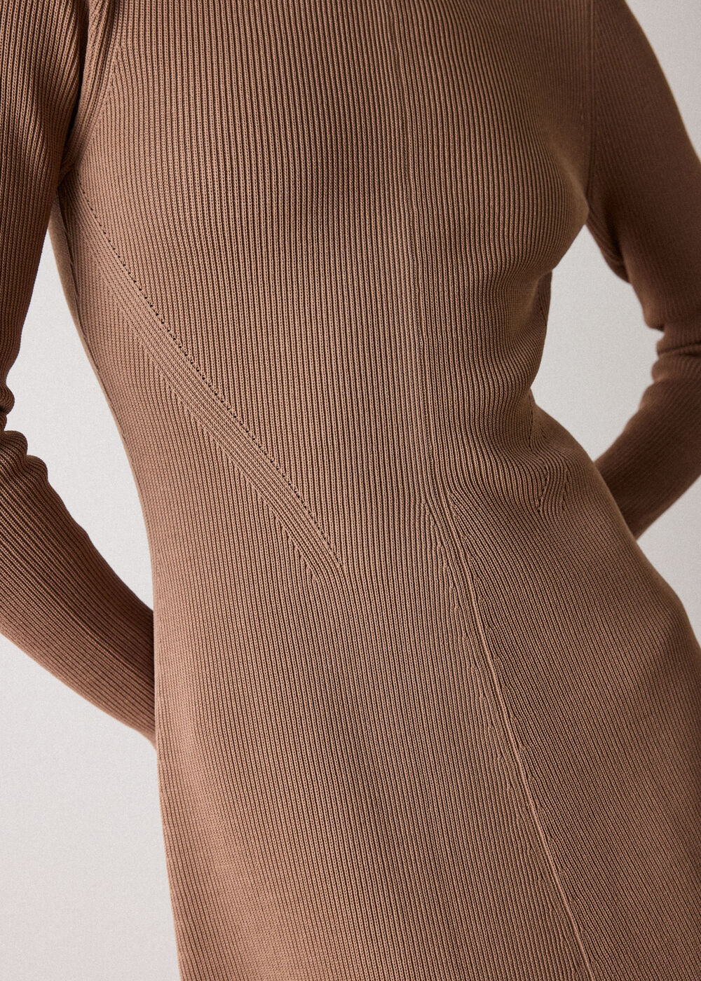 Camel Tie Back Rib Knit Dress