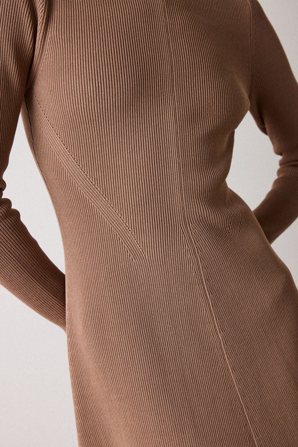 Camel Tie Back Rib Knit Dress