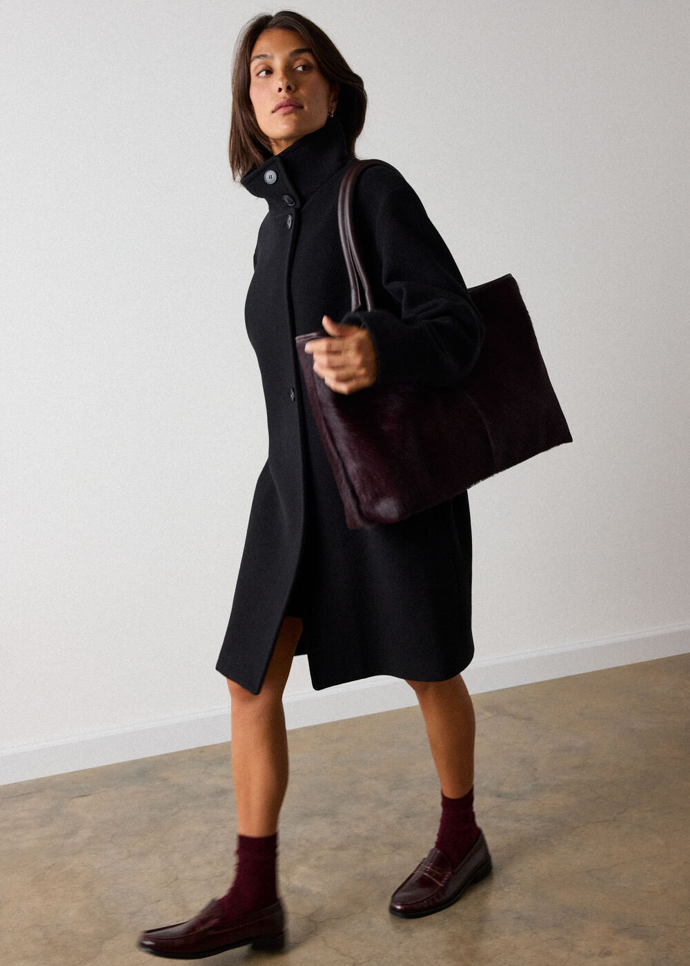 Funnel Neck Cocoon Coat