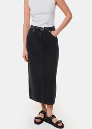 Straight Denim Midi Skirt
