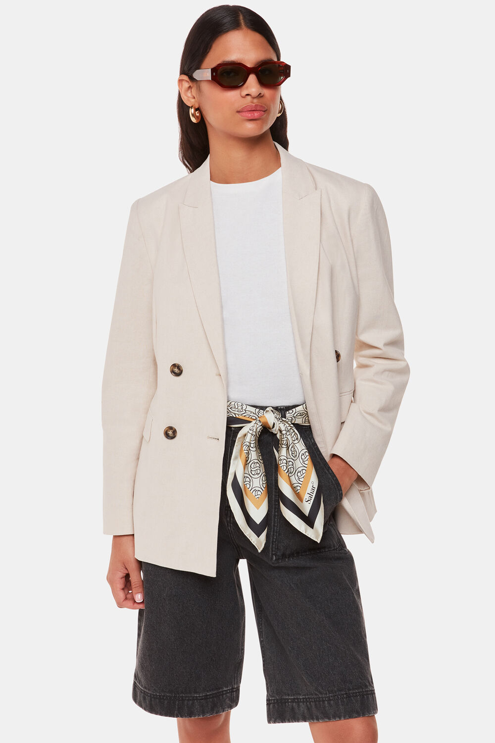 Sahar S Monogram Silk Scarf